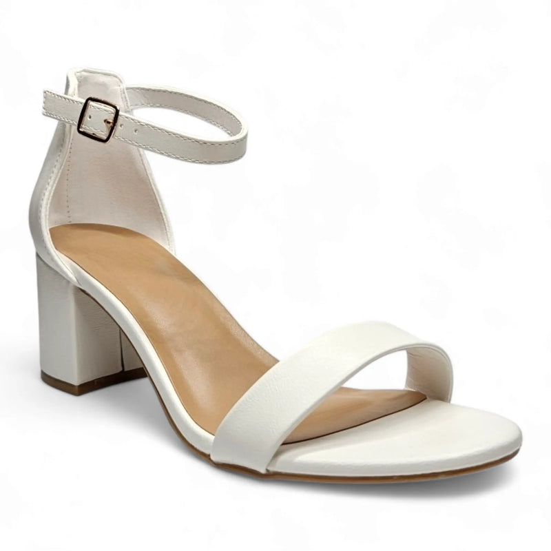 White ankle-strap sandal with chunky heel from Head Over Heels for stylish comfort