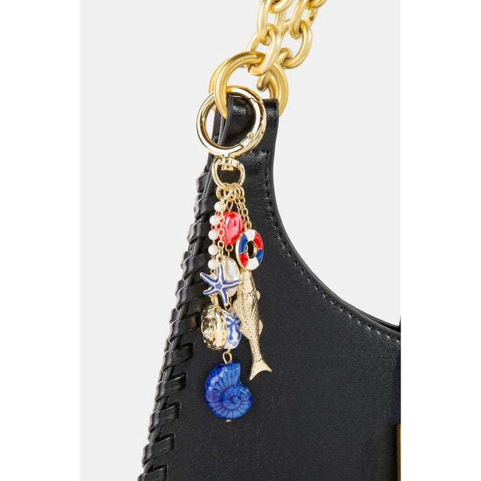 Heart And Ceramic Metallic Sea Life Bag Charm - Bag Charms