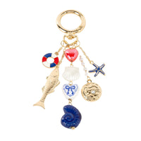 Heart And Ceramic Metallic Sea Life Bag Charm - Bag Charms
