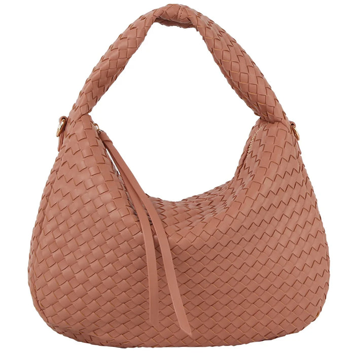 Hobo Woven Shoulder Bag - Almond