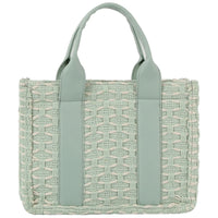 Mint green Honeycomb Tote Bag featuring a textured geometric pattern for stylish carry