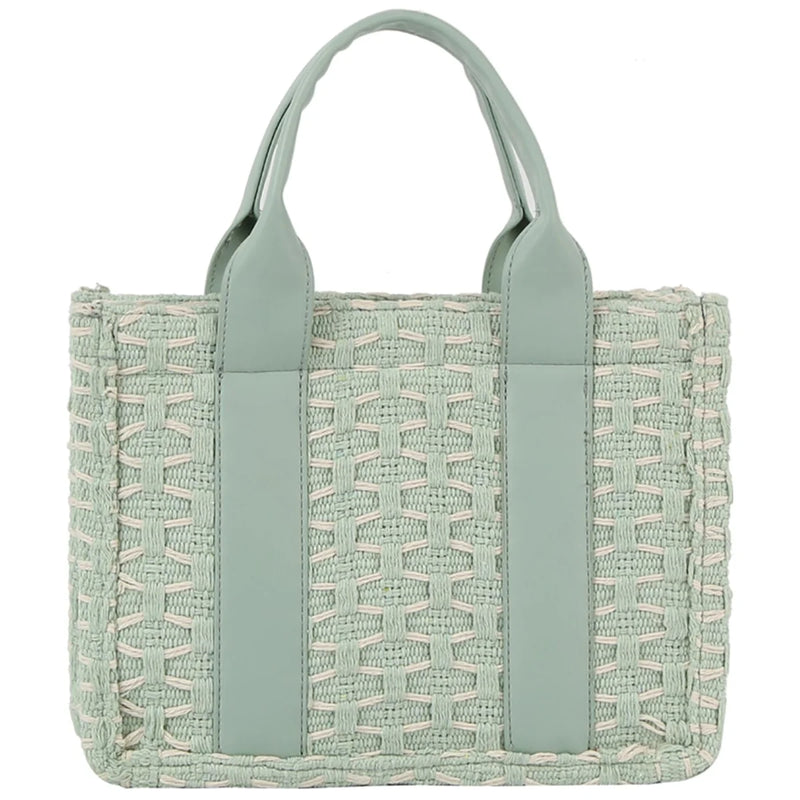 Mint green Honeycomb Tote Bag featuring a textured geometric pattern for stylish carry