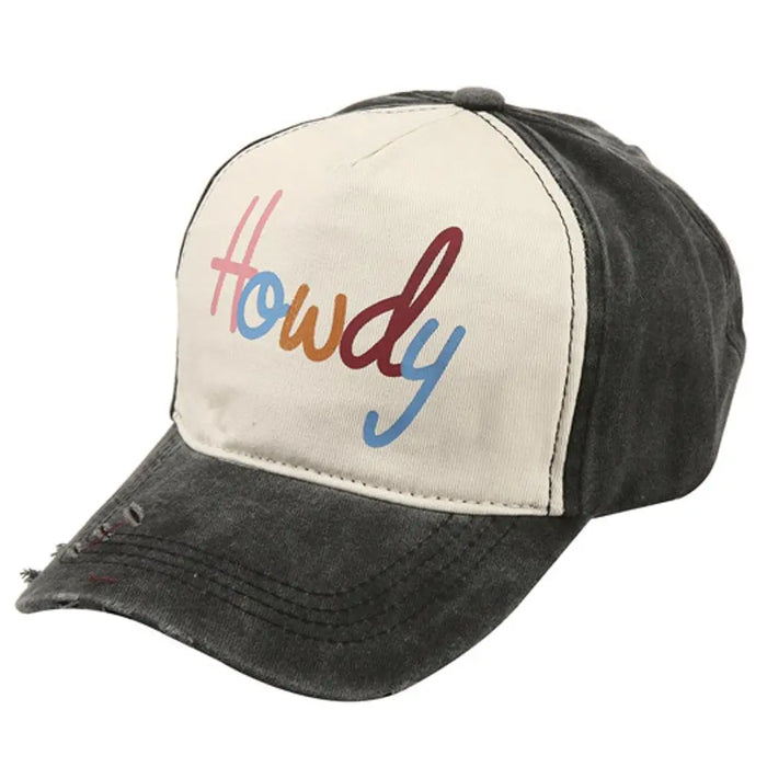 Howdy Two Toned Trucker Hat Cap - Black - BASEBALL CAPS