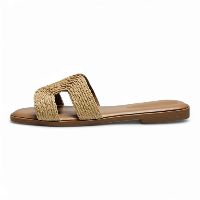 Tan woven slide sandal from the Idea Woven Natural Slide collection