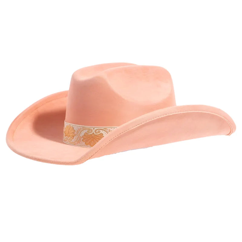 Intricate Border Pattern Band Cowboy Hat - Rust - FELT HAT