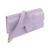 Lavender Jelly Candy Crossbody Bag with gold chain strap for stylish versatility