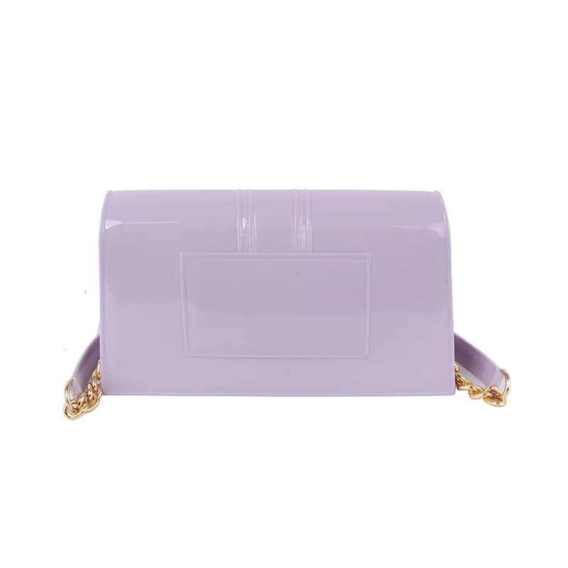 Lavender leather Jelly Candy Crossbody Bag with gold chain strap