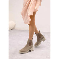 Beige Chelsea ankle boots with chunky soles from the Josie Ankle Boot collection