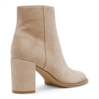 Beige Jozie Round Toe Ankle Boots with chunky heel and synthetic rubber sole