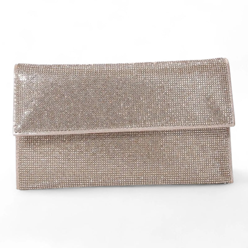 Katie Jeweled Rhinestone Clutch Bag - Gold - Shoulder Bags