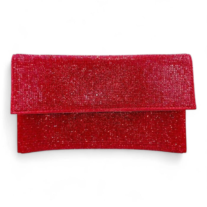 Katie Jeweled Rhinestone Clutch Bag - Red