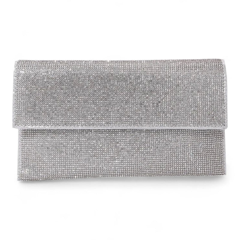 Katie Jeweled Rhinestone Clutch Bag - Silver - Shoulder Bags