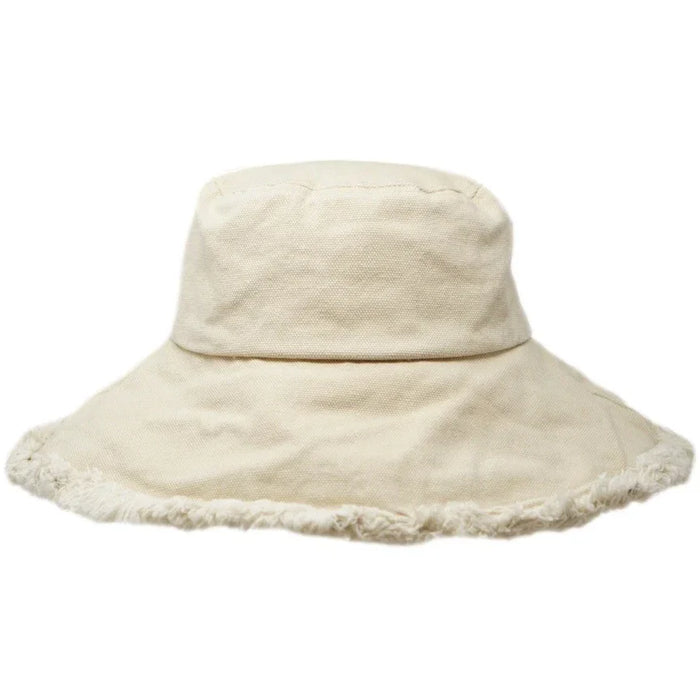 Keanu Twill Raw Edge Bucket Hat - Almond
