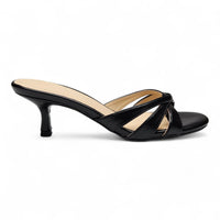 Keep Strappy Thong Kitten Heel Mule Sandals Black / 5.5 HEELS