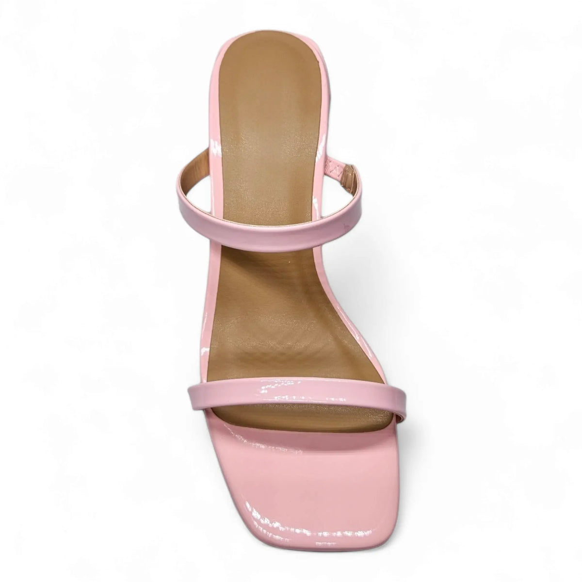 Pink high-heeled sandal with double straps from Classic Double Strap Block Heel collection