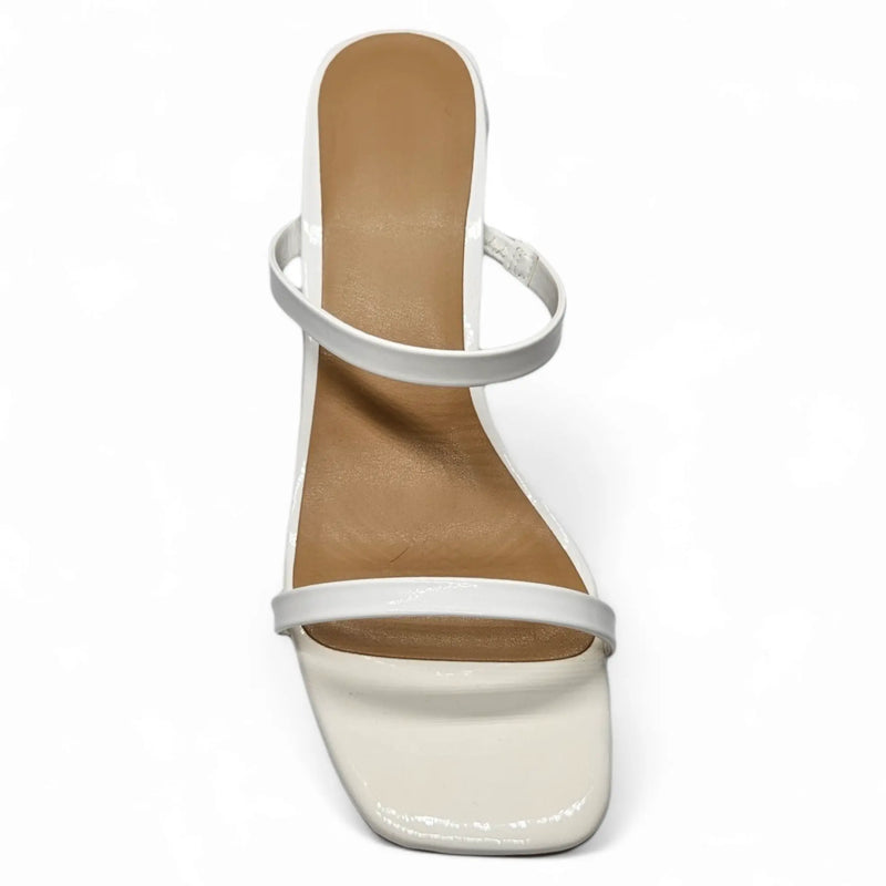 White strappy high-heeled sandal with square toe from Classic Double Strap Block Heel