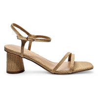 Gold-toned strappy sandal with cylindrical block heel from Kind Cylinder Heel collection