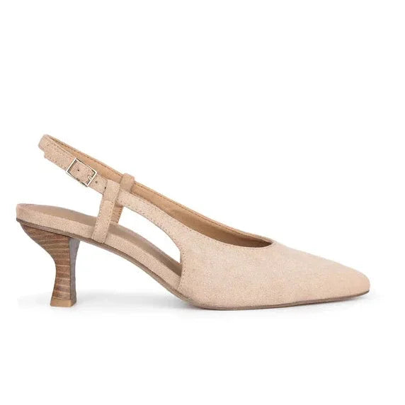 Kitty Pointed-Toe Slingback Soft Suede Heel