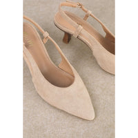 Kitty Pointed-Toe Slingback Soft Suede Heel