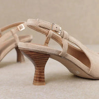 Kitty Pointed-Toe Slingback Soft Suede Heel