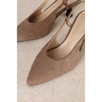 Kitty Pointed-Toe Slingback Soft Suede Heel