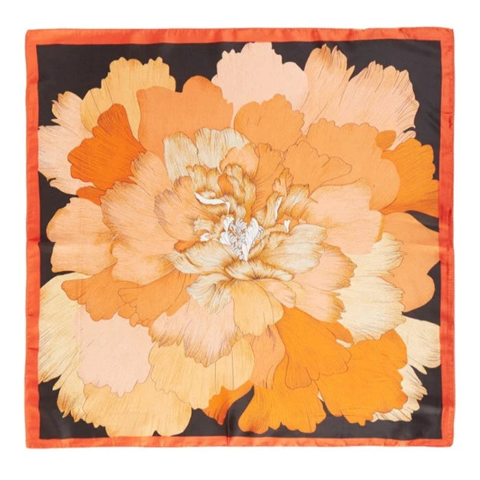 Large Blooming Flower Print Scarf - Orange