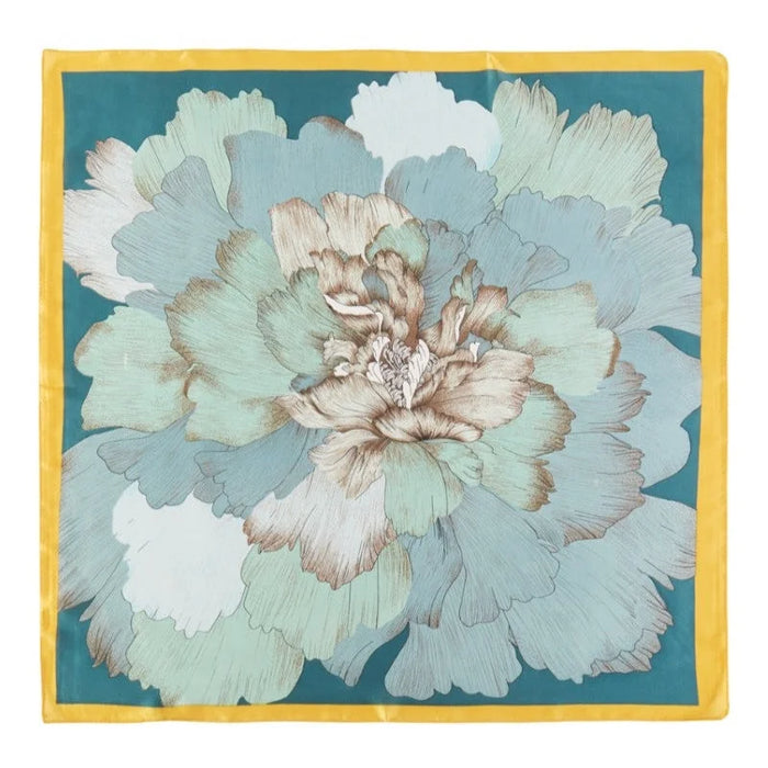 Large Blooming Flower Print Scarf - Teal