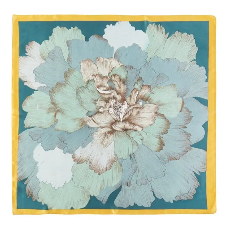 Large Blooming Flower Print Scarf - Teal - SCARVES