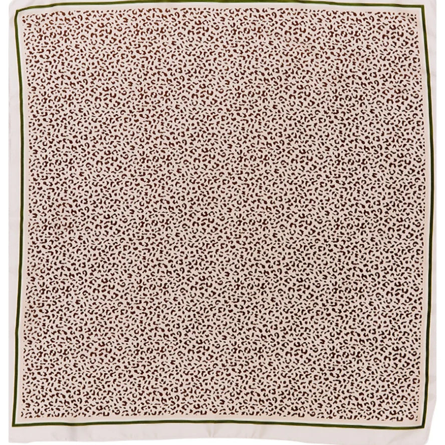 Leopard Print Silky Bandana featuring a dense leopard print pattern for stylish flair