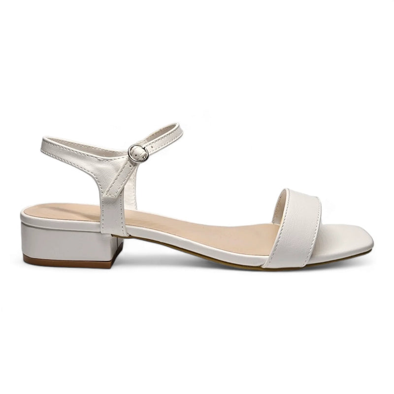 White low-heeled Like Air Sandal with ankle strap and open toe for stylish comfort