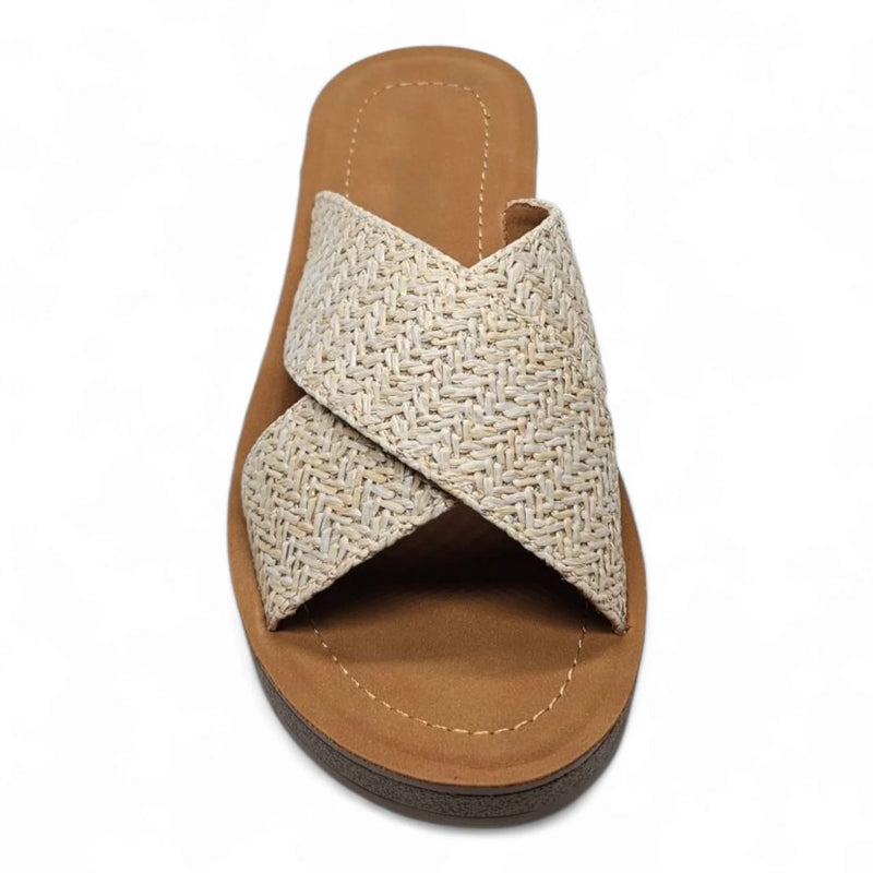 Woven criss cross strap Lucy Platform Criss Cross Sandal for stylish summer wear