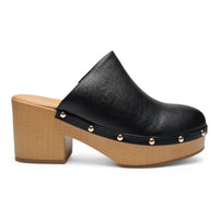 Lumber Wood-bottom Clog Heels - Black / 5.5 - MULES & LOAFERS