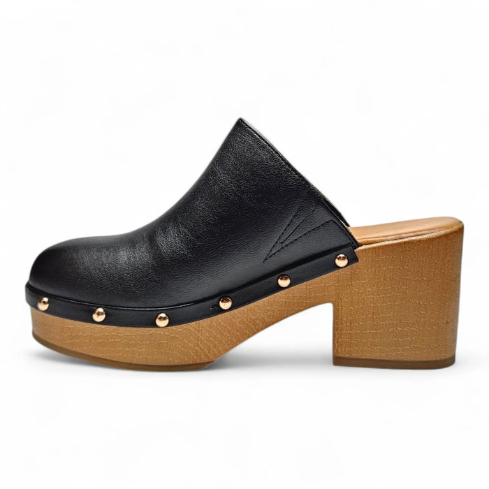 Lumber Wood-bottom Clog Heels - MULES & LOAFERS