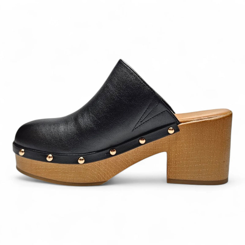 Lumber Wood-bottom Clog Heels - MULES & LOAFERS