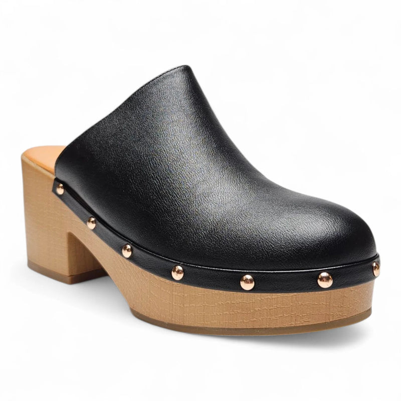 Lumber Wood-bottom Clog Heels - MULES & LOAFERS