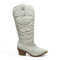 White leather cowboy boot with pointed toe in Mindful Western Boot design