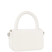 White rectangular mini crossbody bag with a short curved handle