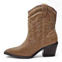 Western-style cowboy boot with decorative stitching, perfect for Mini Mindful Bootie lovers