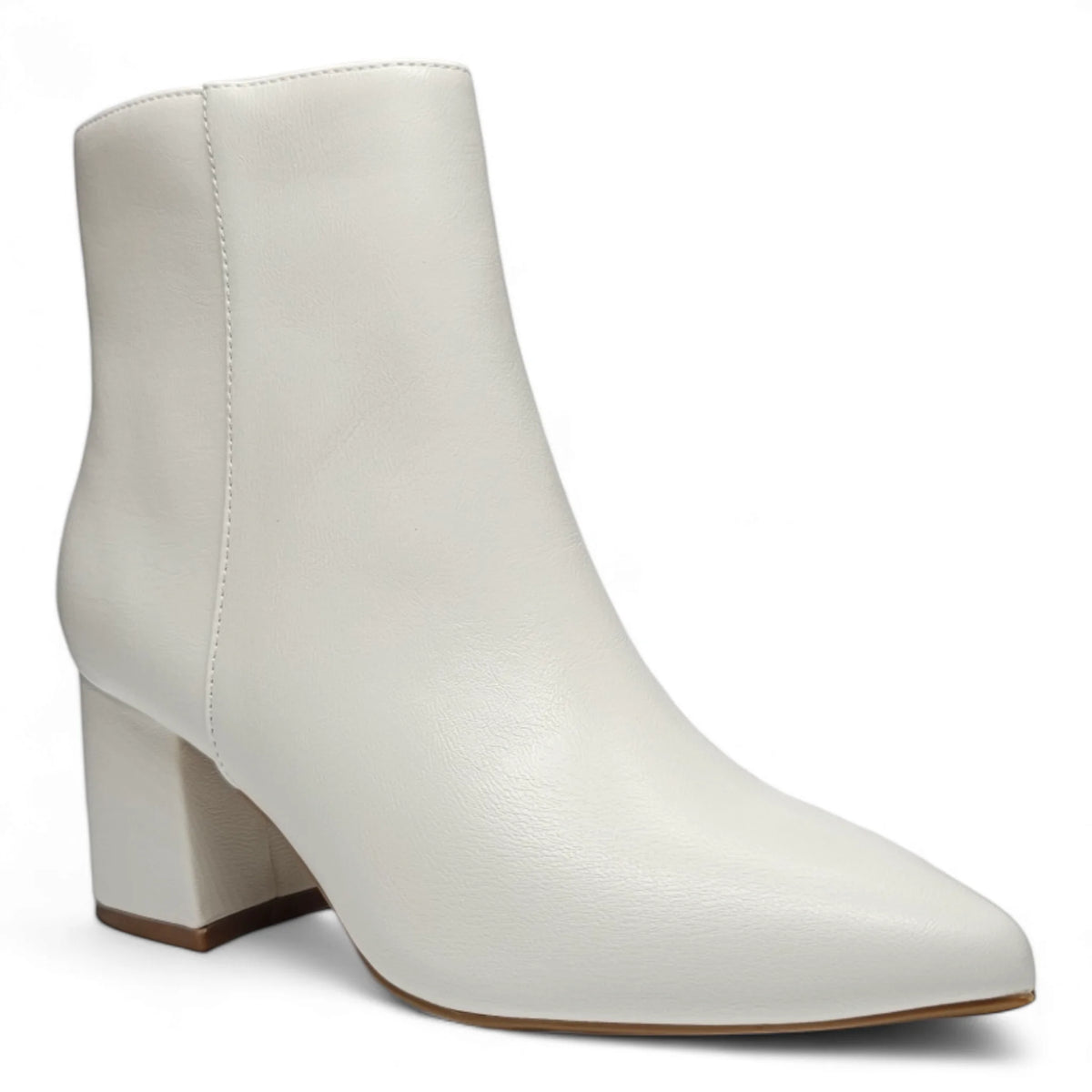 White leather ankle bootie with chunky block heel in Mode Block Heel Ankle Bootie