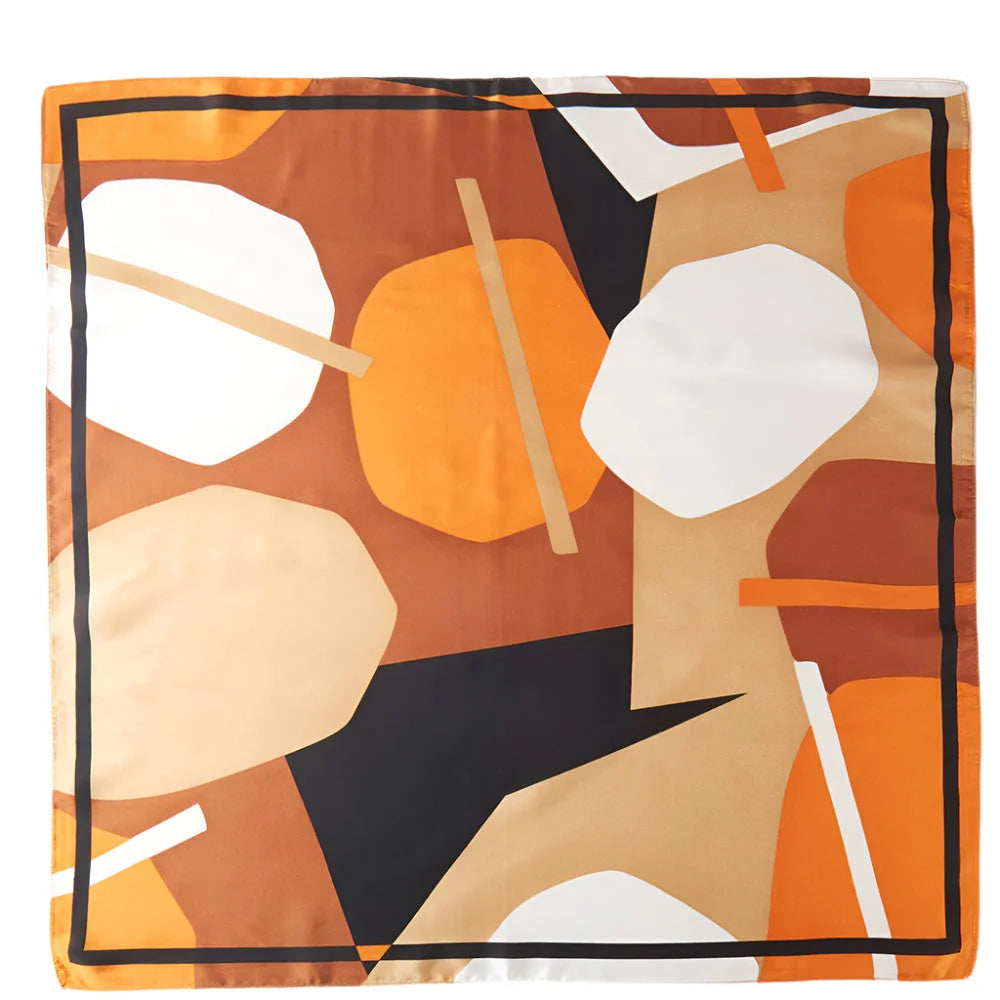Modern Abstract Bandana Scarf - Brown - SCARVES