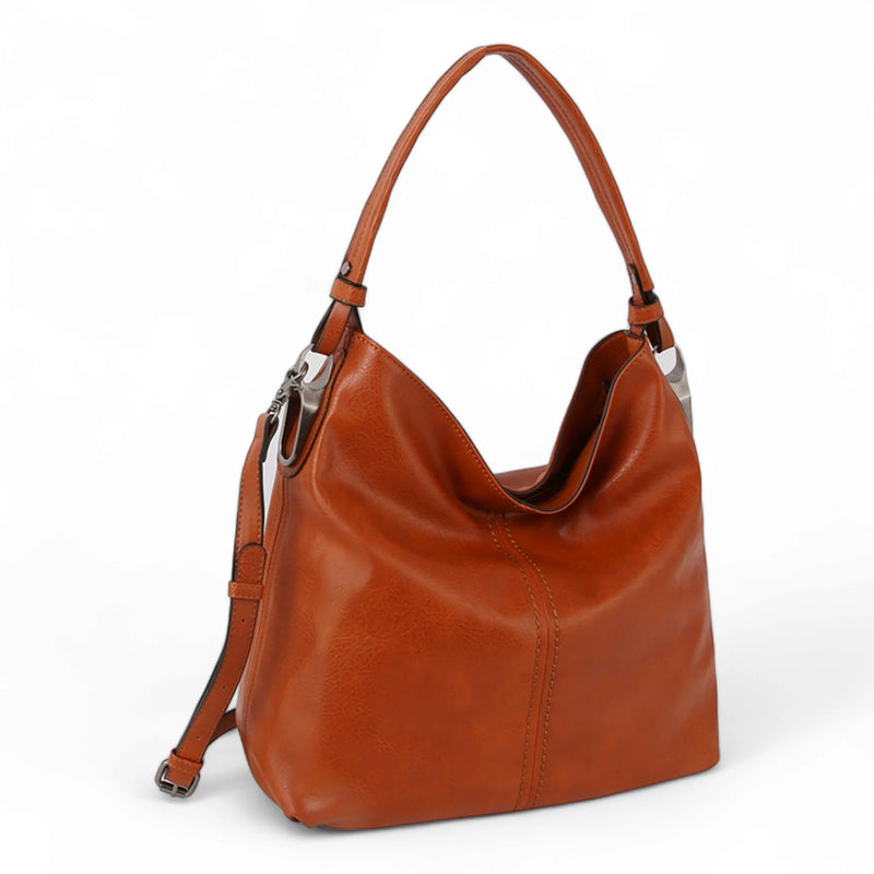 Brown leather Modern Hobo Bag with a single shoulder strap for stylish everyday use