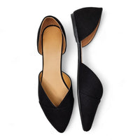 Black pointed-toe d’Orsay flats named Zoom Pointed Flats for stylish comfort