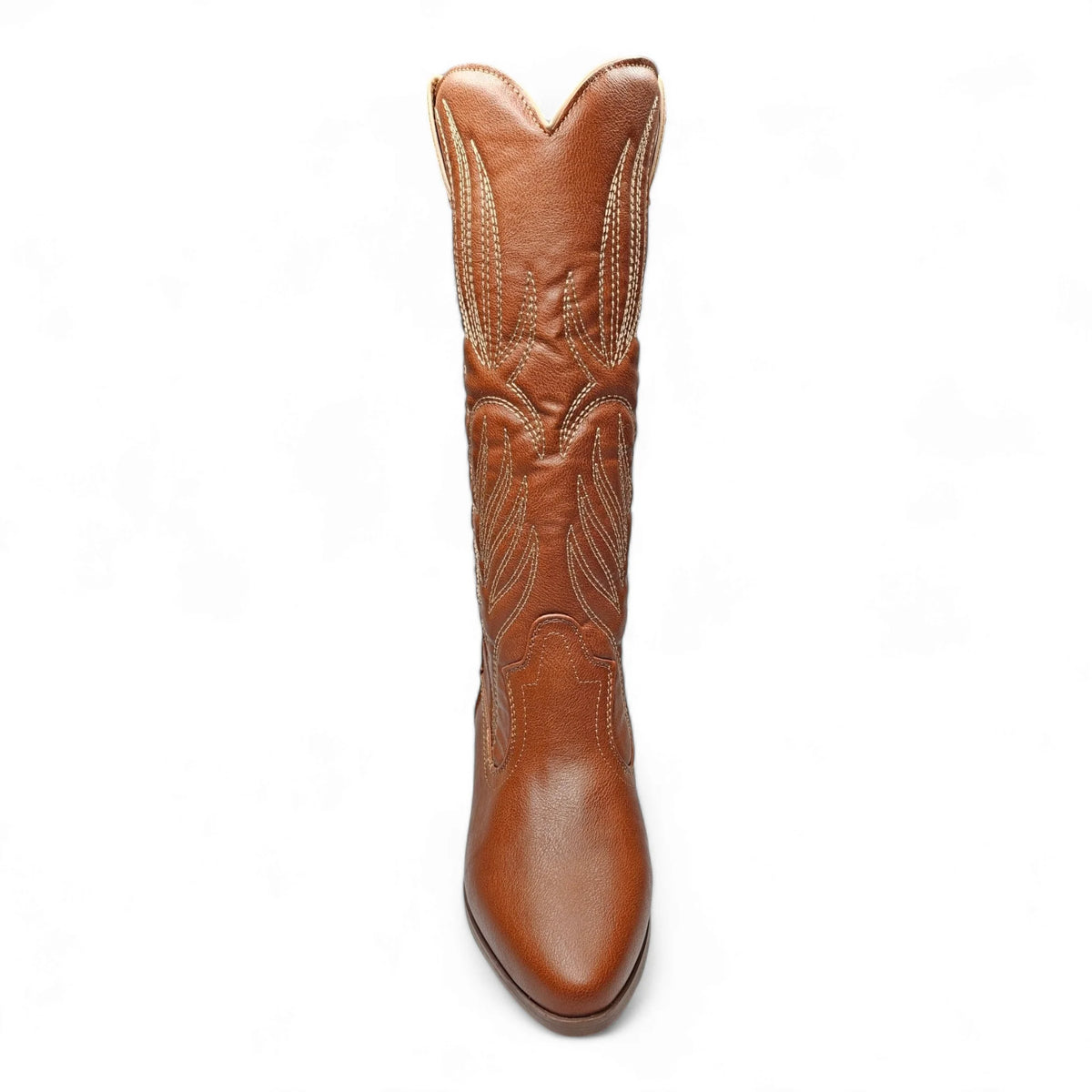 Brown leather Montana Western Boot with intricate embroidery and pointed toe design