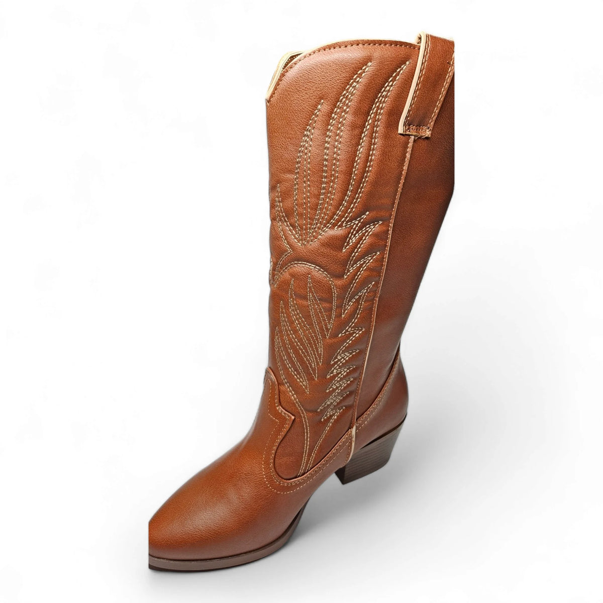 Brown leather Montana Western Boot featuring intricate embroidery on the shaft