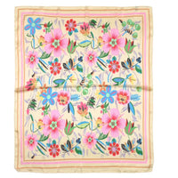 Colorful embroidered Multi Flower Pattern Square Scarf with vibrant flowers and leaves