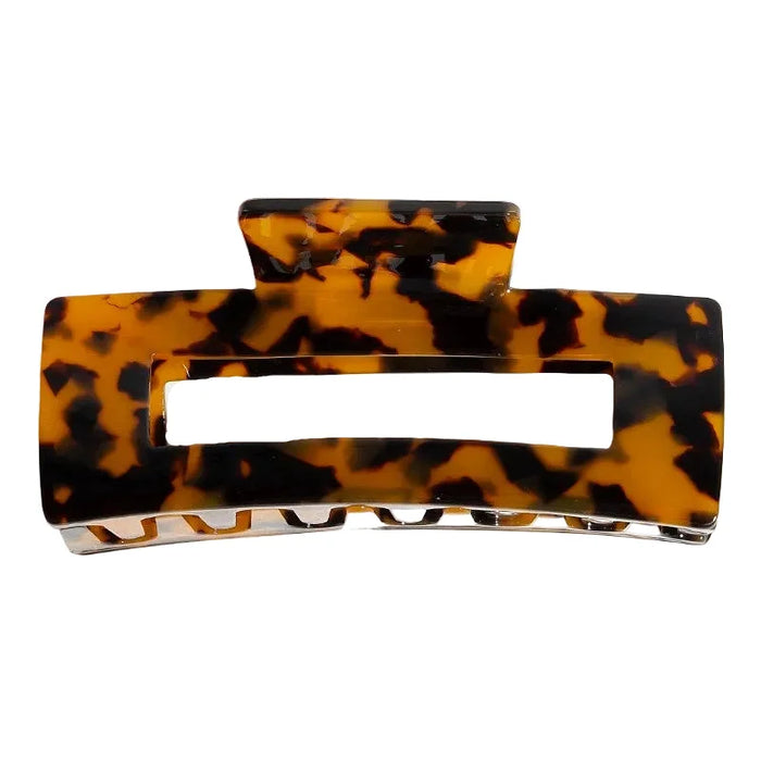 Multi Color Rectangle Hair Claw Clips - Dark Brown &amp; Black