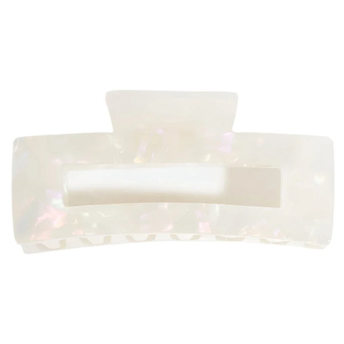 Multi Color Rectangle Hair Claw Clips - Iridescent White