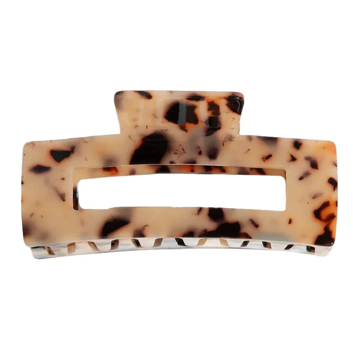 Multi Color Rectangle Hair Claw Clips - Light Brown &amp; Black
