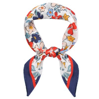 Multi Flower Print Bandana Scarf - Navy - SCARVES