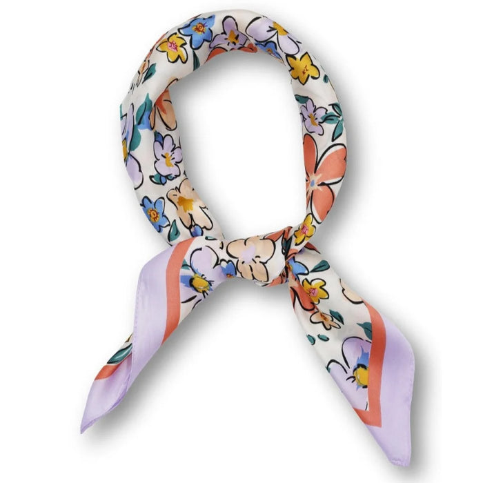 Multi Flower Print Bandana Scarf - Purple